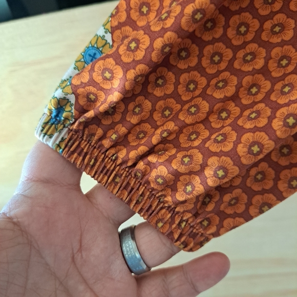 Cato Faux Patchwork Pleated Puff Sleeve Top sz M - Picture 3 of 11